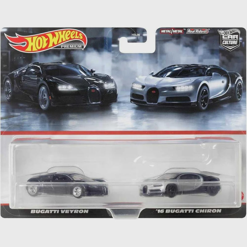 Hot Wheels Premium Car Culture 2 Pack Bugatti Veyron / 16 Bugatti Chiron  (HKF520