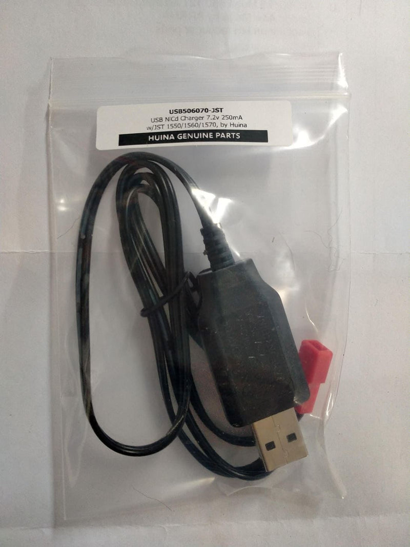 Huina USB NiCd Charger 7.2v 250mA w/JST Plug (USB506070-JST)