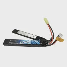 Gens Ace 1200mAh 25C 3S 11.1v Airsoft Gun Saddle/Split Lipo Battery, 124x21x11mm, 88g, Tamiya