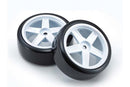 1/10 T&W: Drift Tyre(2) KP FATH704WD Kyosho Parts Premounted Drift Tire FZ02 (5Spoke/White/2p)