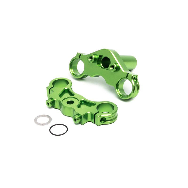 Losi Aluminum Triple Clamp Set, Green: Promoto MX (LOS364008)