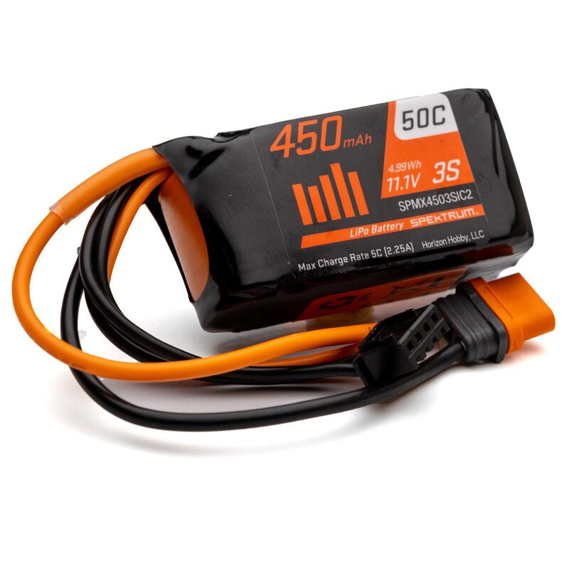 Spektrum 450mAh 3S 11.1V 50C LiPo Battery; IC2 (SPMX4503SIC2)