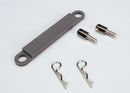 Traxxas  - Battery hold-down plate (grey) / metal posts (2) / body clips (2) (3727A)
