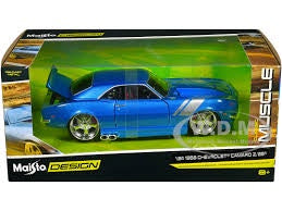 1968 Chevrolet Camaro Z/28 Blue Metallic with Silver Stripes "Classic Muscle" Series 1/24 Diecast Model Car by Maisto
