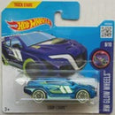 Hot Wheels Loop Coupe Blue Metallic HW Glow Wheels- short card (slight damage to card)