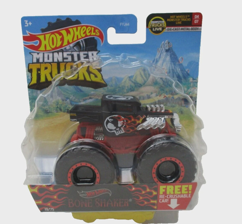 Hot Wheels Monster Trucks Bone Shaker with Re-Crushable Car