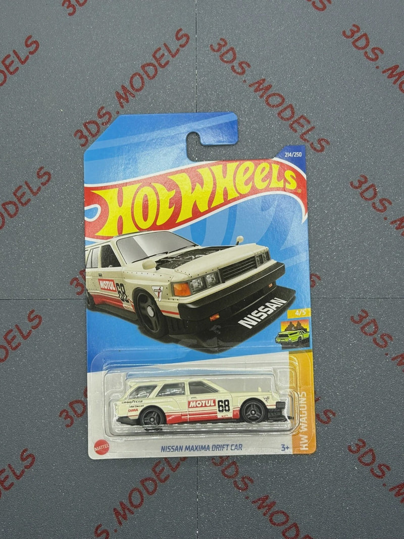 NISSAN MAXIMA DRIFT CAR WHITE LONG CRAD Hot Wheels 1:64