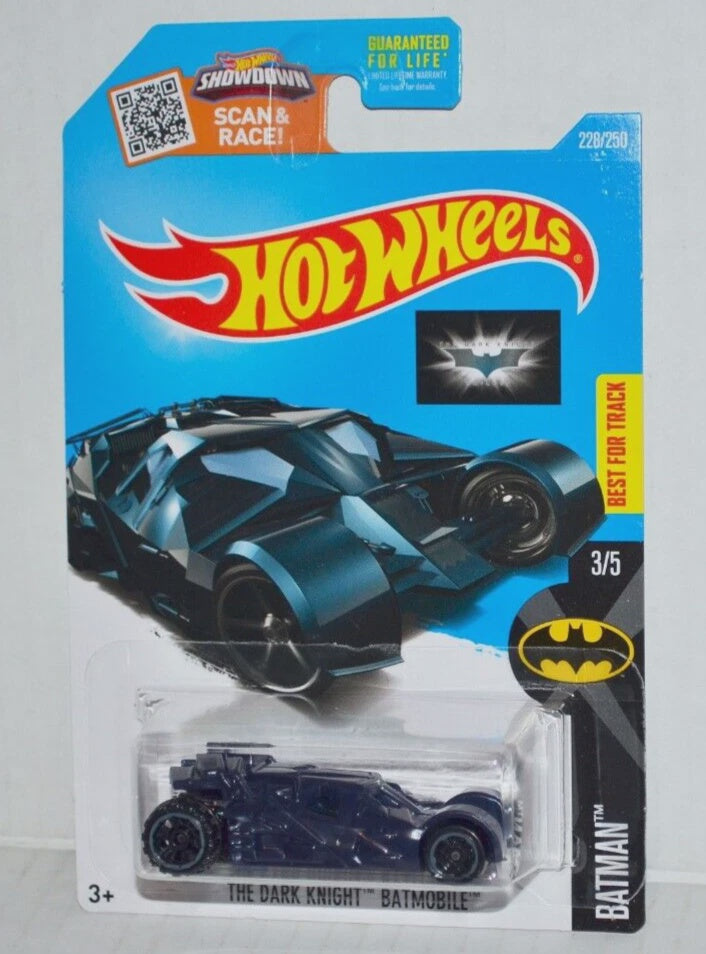 2015 Hot Wheels DC Comics Batman The Dark Knight Batmobile Blue Car