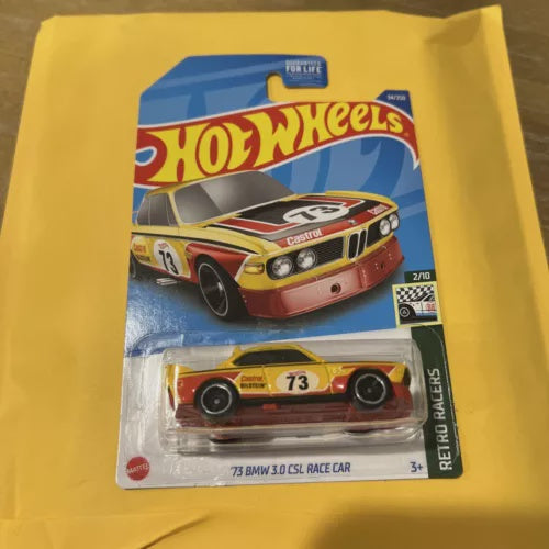 Hot Wheels '73 BMW 3.0 CSL Race Car Yellow