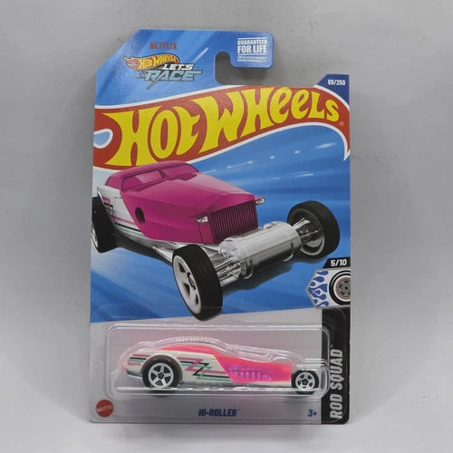 HOT WHEELS 2025 HI-ROLLER TRANSPARENT PINK & WHITE 69/250 HYX70 LET'S RACE SHOW