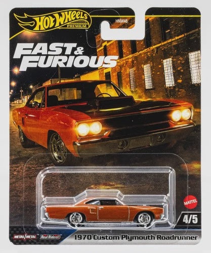 HOT WHEELS PREMIUM FAST & FURIOUS 1970 CUSTOM PLYMOUTH ROADRUNNER Copper Orange