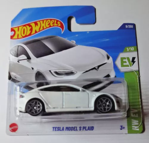 hotwheels white Tesla model s plaid hyx58 (short card)