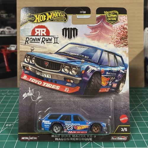 Hot Wheels Premium MAD MIKE Mazda RX-3 Wagon Remorque Car Culture Ronin Run 2