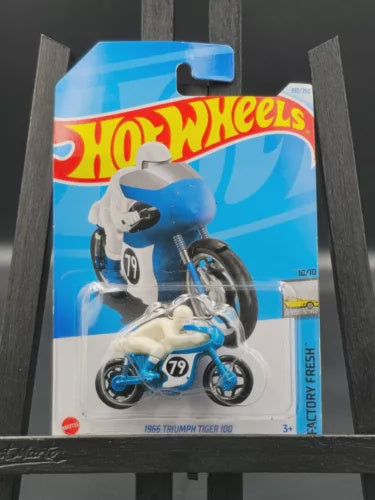 Hot Wheels 2024 1966 TRIUMPH TIGER 100 Factory Fresh SERIES Blue Long Card