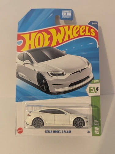hotwheels  white Tesla model s plaid
