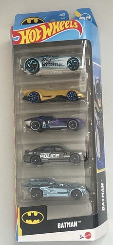Hot Wheels Batman 5-Pack 2024 - 1:64 Scale Die-Cast Cars With Helicopter, DC Superhero Toy Set