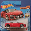 HOT WHEELS 2020 2019 AUDI R8 SPYDER, RED, SHORT CARD.
