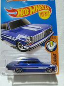 hot wheels '63 chevy 2 muscel mania blue long card