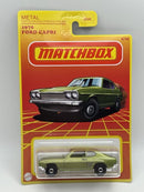 matchbox 1970 ford capri green long card