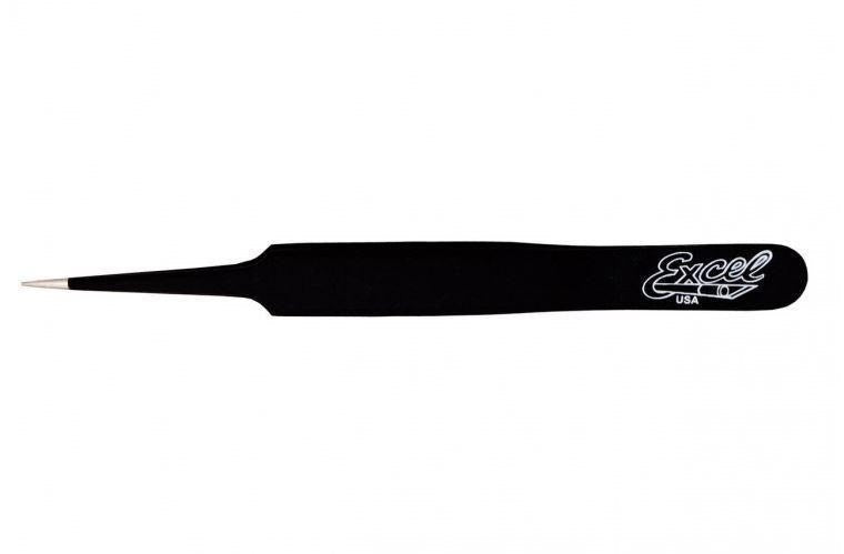 Excel 4.5″ Straight Point Tweezers, Black – (30421)