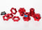 Traxxas Wheel hubs, splined, 17mm (red-anodized) (4)/ wheel nuts, splined, 17mm (red-anodized) (4)/ screw pins, 4x13mm (with threadlock) (4) (5353r)