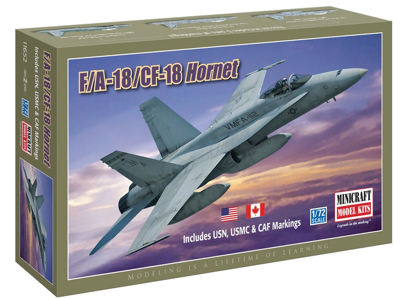 Minicraft Models 1/72 F/A-18/CF-18 Hornet USN, USMC & CAF (11652)