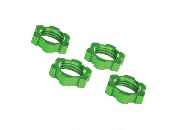 Traxxas  Wheel nuts, splined, 17mm, serrated (green-anodized) (4) (7758g)