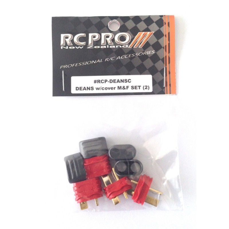 Rcp Plug RC Pro Deans Plug (T Connector) set w/cover 2 pair (rcp-deans-c ...