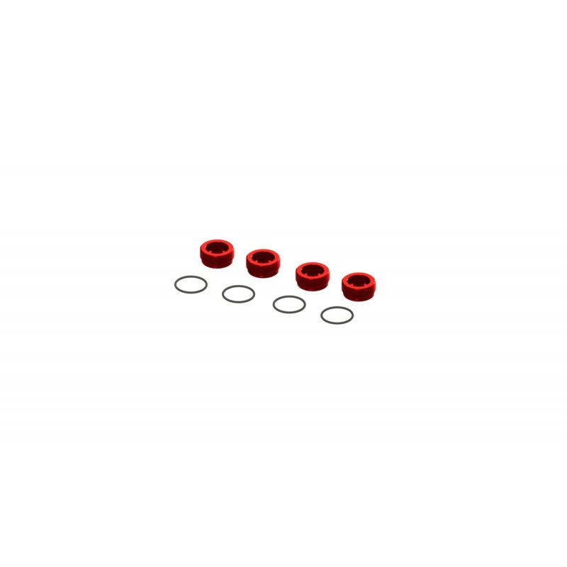 ARRMA Aluminum Front Hub Nut Red (4) inc O-Rings (ARA320467)
