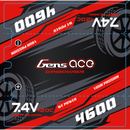 Gens Ace 4600mAh 7.4v 120C Shorty Lipo Battery with 4mm Bullet(GA4600-2S120-S-4MM)