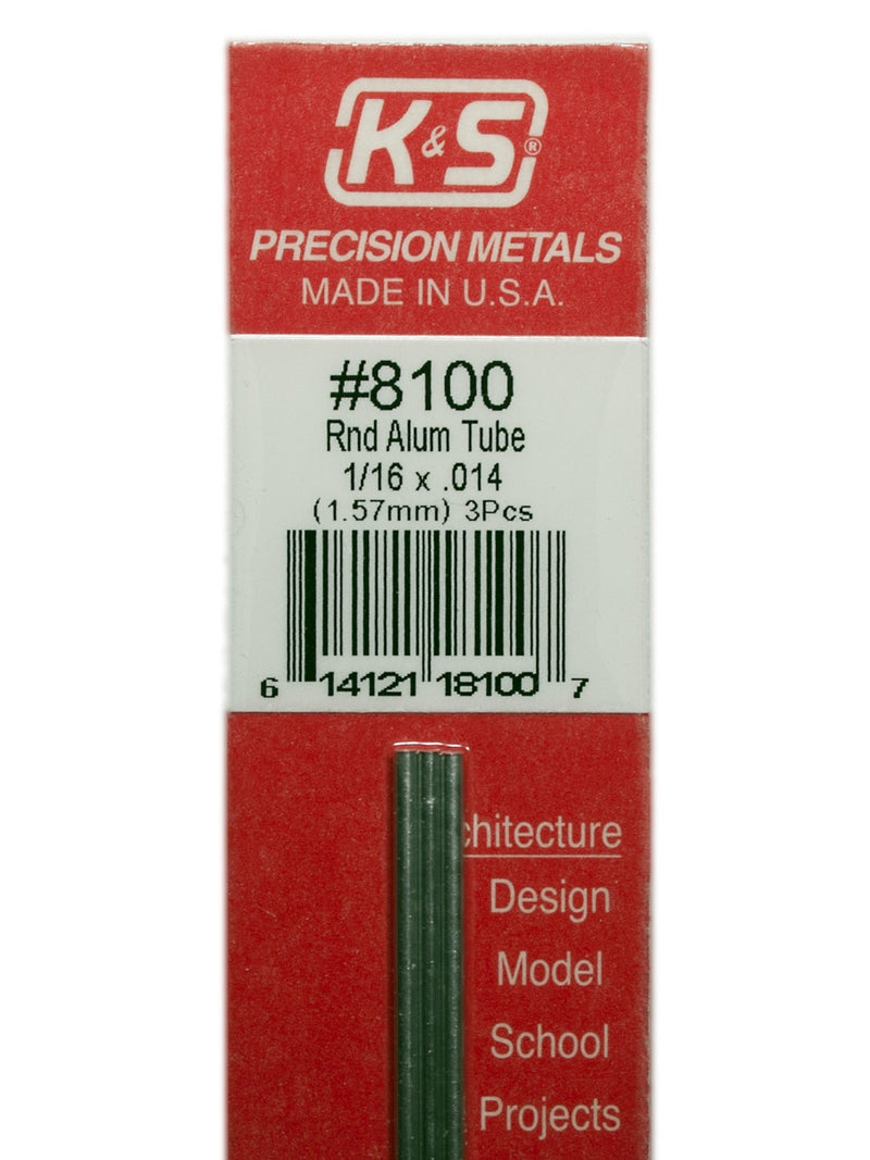 K&S Aluminium Tube 1/16 x .014 (1.57mm)3Pcs (11-1008)