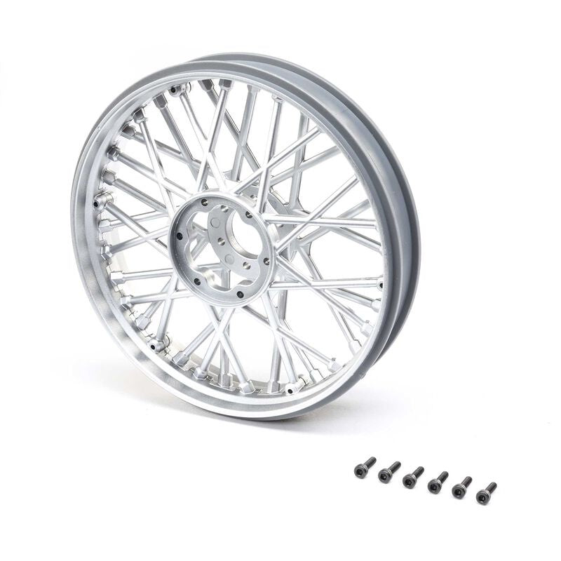 Losi Front Wheel Set, Satin Chrome: Promoto-MX (LOS46002)