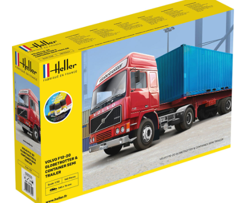Heller 1/32  STARTER KIT VOLVO F12-20 GLOBETROTTER & CONTAINER SEMI TRAILER (57702)