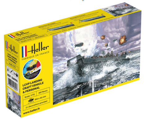 Heller 1/72 STARTER KIT LCVP LANDING Craft Vehicle + FIGURES (56995)