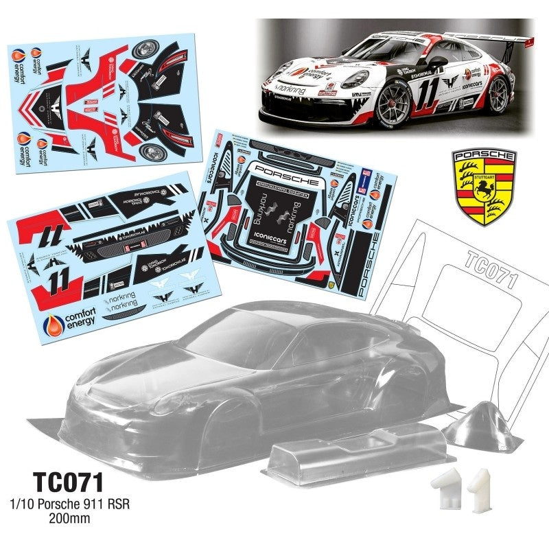 Team C 1/10 PORSCHE 911 RSR WB258mm Width 200mm, with Light Buckets