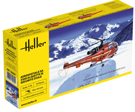 Heller 1/72 Aerospatiale SA 316B ALOUETTE III SÉCURITÉ CIVILE (80289)